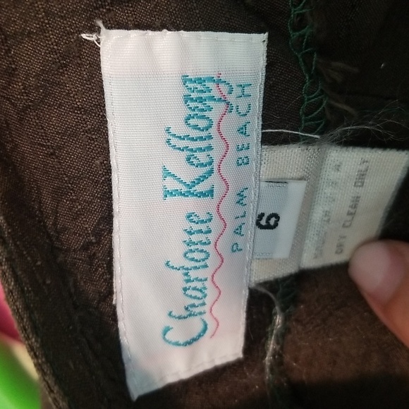 Charlotte Kellogg Palm Beach Silk Green Pants Capris Size 6 - Picture 6 of 6